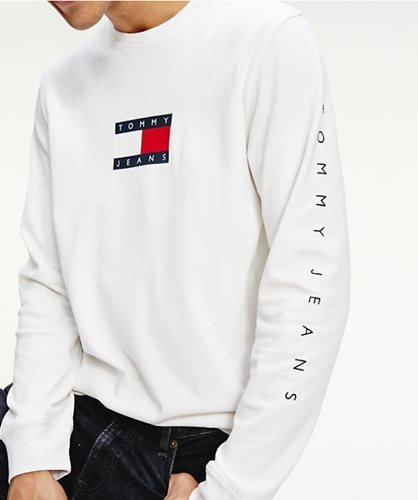 Tommy Jeans - flag tee חולצת שרוול ארוך טומי גינס לבן / שחור